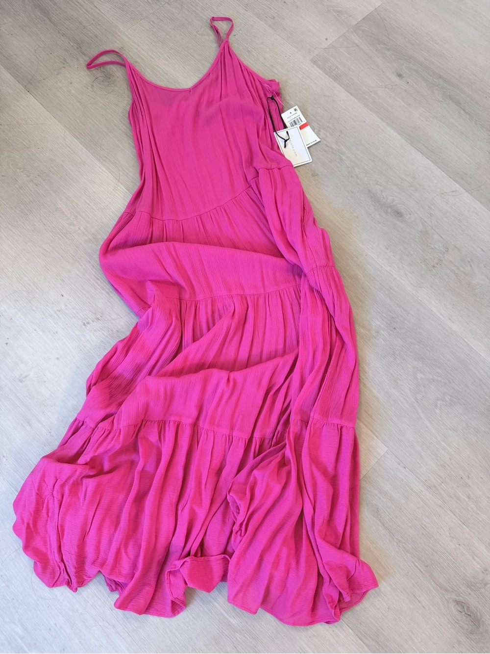 1. State Hot Pink Tiered Spaghetti-Strap Maxi Dress